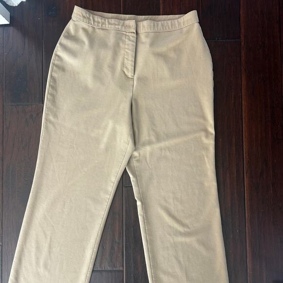 Coldwater Creek Khaki Pants size 14 Wide leg Relaxed fit three flaws Classic - Picture 1 of 10